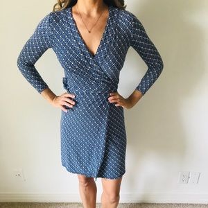 Ann Taylor blue and white wrap dress